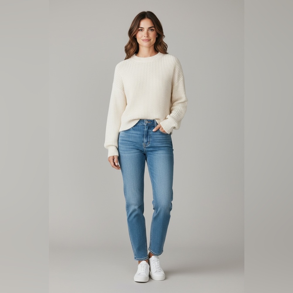 J. Crew ‘Knit By Hand’ Long Sleeve Chunky Knit Sweater Cream Size Small